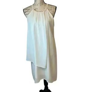 Stella Luce White Draped Greek Style Flowy Sleeveless Dress M